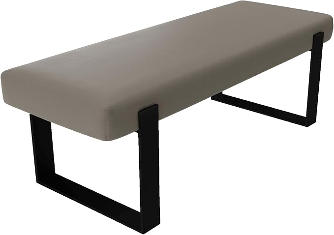 VANT Upholstered Bed Bench - Vintage Leather Dusty Taupe - Matte Black - Contemporary Modern, Bedroom Bench Seat, Hallway, or Entryway