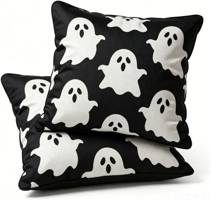Halloween Ghost Throw Pillow Covers, 18x18 Inch, Machine Washable, Living Room by Unknown