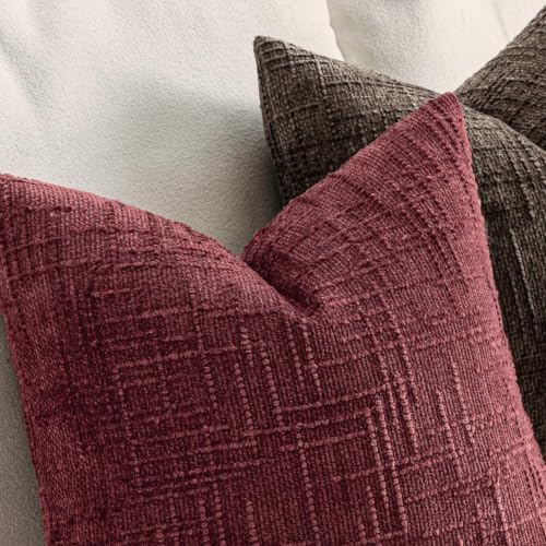 MIULEE Chenille Textured Lumbar Throw Pillow Covers Burgundy 12x20 - Image 3