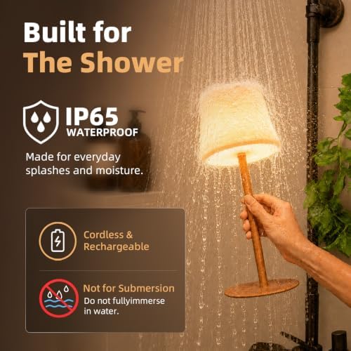 EZVALO Spa-Like Shower Lamp – IP65 Waterproof Bathroom Lamp, Rechargeable Cordless Mood Light, 3 Color Temps for Relaxing Bathroom & Bathtub Experience (1 Pack) - Image 3