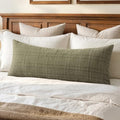 MIULEE Long Lumbar Throw Pillow Cover 14x36 Soft Linen Check Decorative by MIULEE