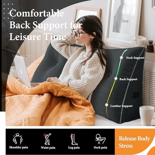 Triangle Reading Pillow XXL Full Size XXL Wedge Headboard Extra Large Back - Image 3