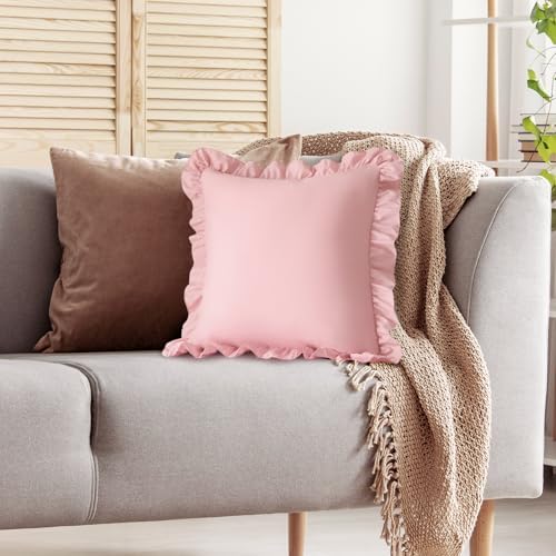 KKJIAF 2 Pack Ruffle Pillow Cases 26x26 Inches, Light Pink - Image 5