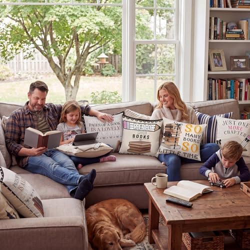 Tranqun 4 Pcs Book Throw Pillow Covers Classroom Reading Decor - Image 6