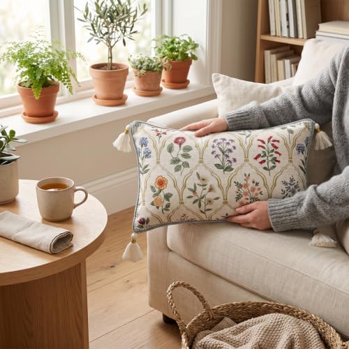 ISAENNE Designer Vintage Linen Throw Pillow Cover - Image 4