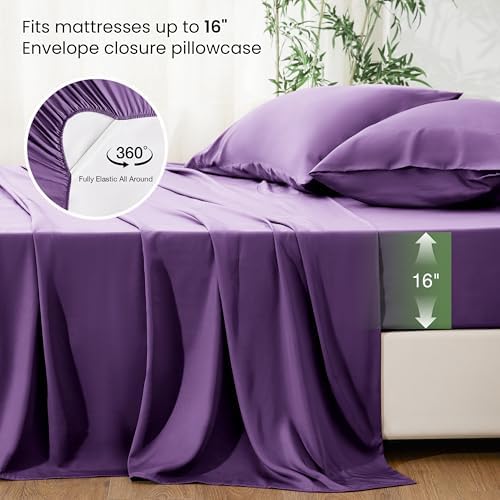 Love's cabin 4 Piece Queen Sheet Set, 100% Rayon Derived from Bamboo, Cooling & - Image 4