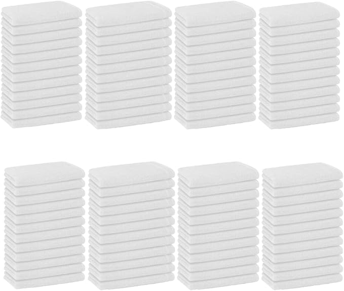 Basic Hand Towels 16x26 Inches – Bulk Pack of 96 – White Color – Soft and Absorbent Multipurpose Cotton Towels for Bathroom, Spa, Gym, Salon, Hotel, and Everyday Use
