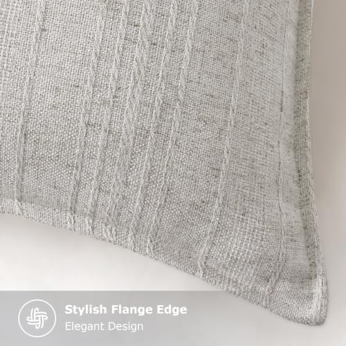 decorUhome Greige Textured Linen Throw Pillow Covers 18x18 Set of 2 - Image 4