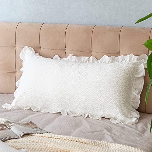 Pillow Shams Set of 2 Pure Cotton Champray Ruffled Edge, Thick and Solid Washed - Image 6