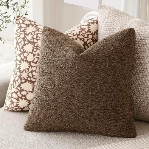 Foindtower Decorative Textured Boucle Throw Pillow Covers 26x26 Chocolate - Image 5