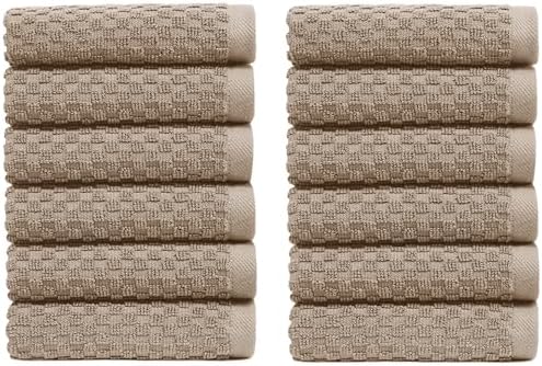 COTTON CRAFT Euro Spa Waffle Wash Cloth - Set of 12 Linen Washcloth by COTTONCRAFT