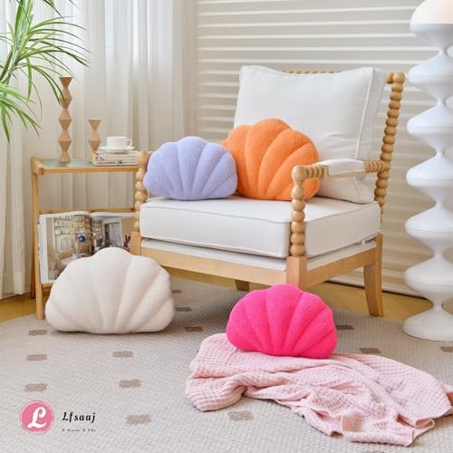 Lfsaaj Lavender Seashell Throw Pillows, Shell Shaped Throw Pillows, 13 Inch - Image 5