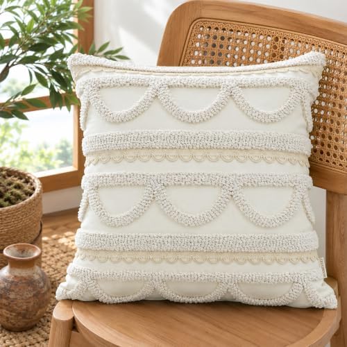 Boho Throw Pillow Covers 18x18 Tufted - Image 2