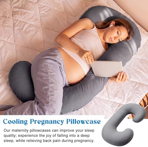 Hahafelt Cooling Pregnancy Pillow Cover 59 Inch Large C Shaped Full Body - Image 6