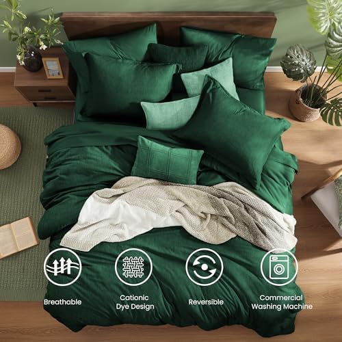 Monbix Queen Size Comforter Set 7 Pieces Emerald Green Bed in a Bag - Image 2