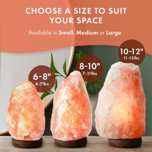 Himalayan Salt Lamp for Bedroom Large 8-10 Inch Pink Salt Rock Lamp with Dimmer, Wooden Base & Spare Bulbs | Calming Ambient Night Light | Thoughtful Wellness Gift for Women, Home, or Office - Image 7