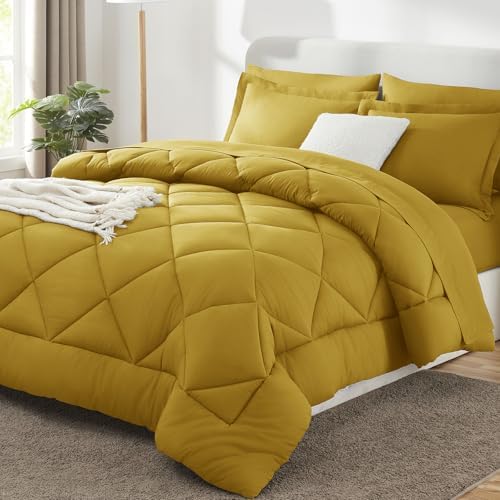 CozyLux King Comforter Set 102"x90" Mustard Yellow by CozyLux