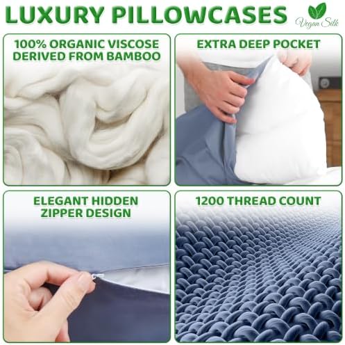 Pillow Cases - 100% Viscose Derived from Bamboo - Cooling Pillowcase - Queen - Image 6