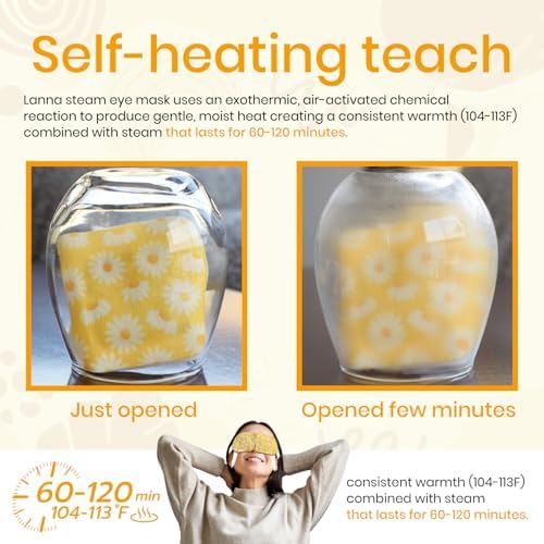 LANNA Heated Steam Eye Mask, Disposable 120 Minutes Chamomile Scent 10 Pcs - Image 6