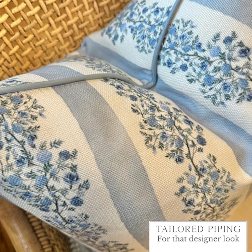 Jillien Harbor “The Juliet” Floral Block Print Pillow Cover – Soft Blue and - Image 2