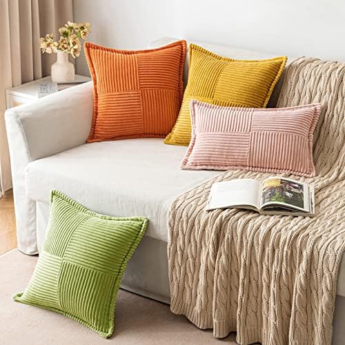 MIULEE Decorative Lumbar Throw Pillow Covers 12x20 Inch Green 2 Pack - Image 4