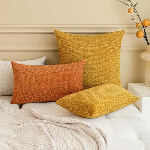 a moment Fall Orange Chenille Throw Pillow Covers 22x22 Inch Pack of 2 Modern - Image 5