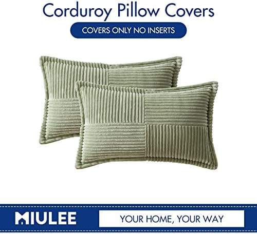 MIULEE Decorative Lumbar Throw Pillow Covers 12x20 Inch Sage Green 2 Pack - Image 6