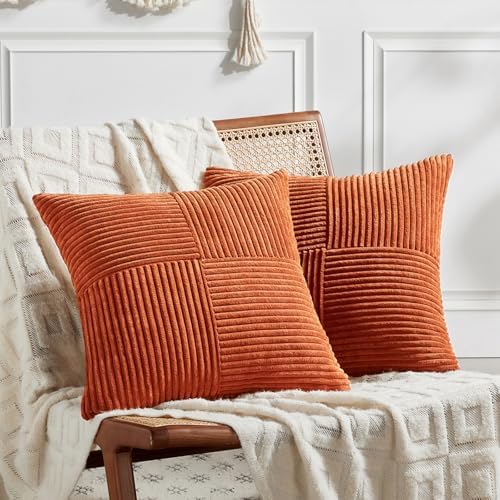 Fancy Homi Set of 2 Burnt Orange Decorative Throw Pillow Covers 28x28 Inch by Fancy+Homi