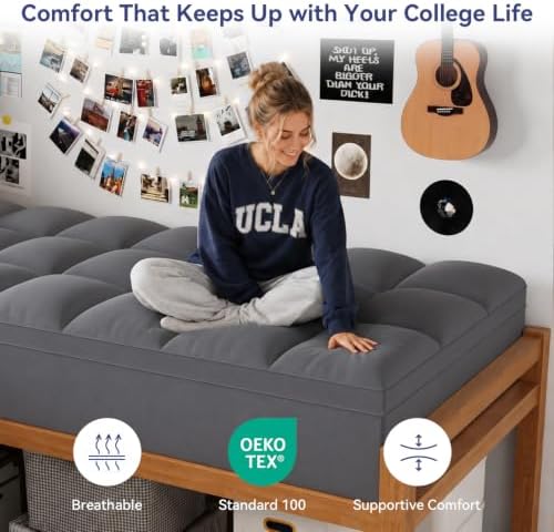 ELEMUSE Twin XL Grey Mattress Topper - Image 3