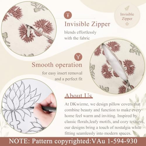 Vintage Botanical Lumbar Pillow Cover 14x36 Pack of 1, Double-Sided Floral - Image 4