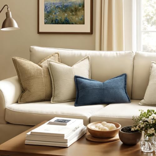 MIULEE Decorative Lumbar Throw Pillow Covers 12x24 Inch Blue 2 Pack - Image 2