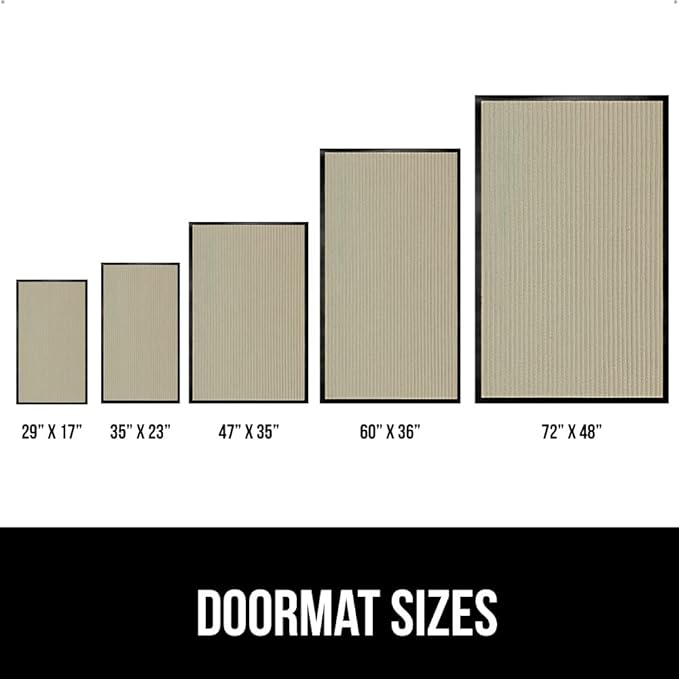 GORILLA GRIP Waterproof Traffic Guard Door Mat, 2 Pack Heavy Duty Entryway Mats, Strong Rubber Back Commercial Utility Rugs for Office Hallway, Garage Floor and Home, Low Profile Carpet, 29x17, Beige