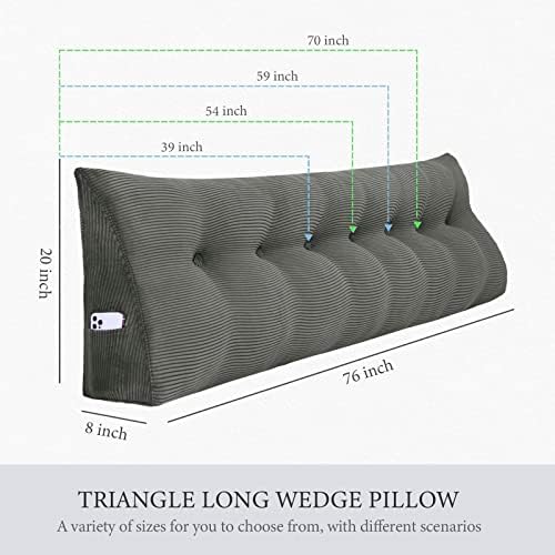 Headboard Pillow Full Dorm Back Support Reading Pillow, Dark Gray - Image 4