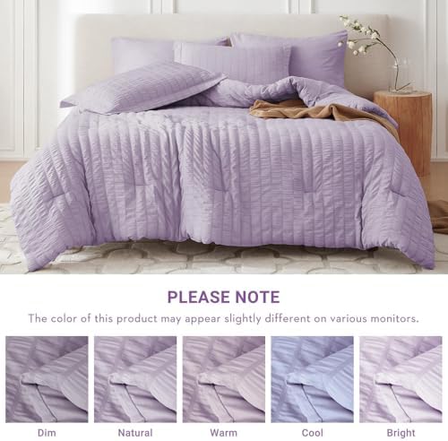 MUXHOMO 7 Pieces King Comforter Set, Seersucker Bed in a Bag King Size - Image 5