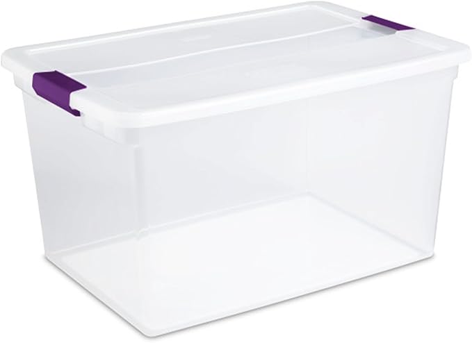 Sterilite 12-Pack ClearView Latch Box, Stackable Storage Organizer Bins for Home, 66 Quart