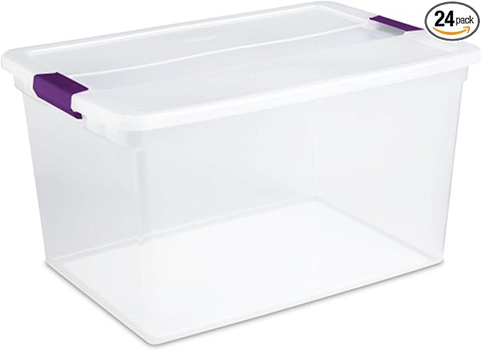 Sterilite 24-Pack 66 Quart ClearView Latch Box, Stackable Organizer Bins with Latching Lids - Clear Plastic Organization Containers for Closet, Bedroom, Shelving Units and Everyday Home Storage