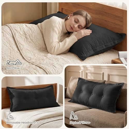 WOWMAX Headboard Pillow Twin XL Dorm Bolster Reading Pillow - Image 3
