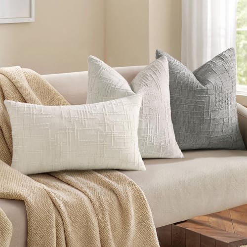 decorUhome Textured Chenille Throw Pillow Covers 26x26 Set of 2 Grey - Image 4