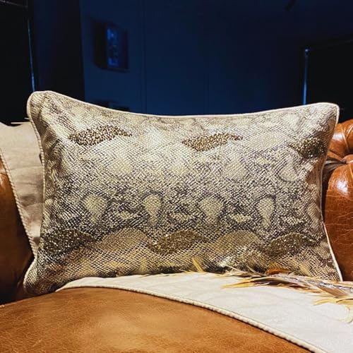 The HomeCentric Gold Pack of 2, Faux Leather Beaded Pattern Bed Pillow Case - Image 4