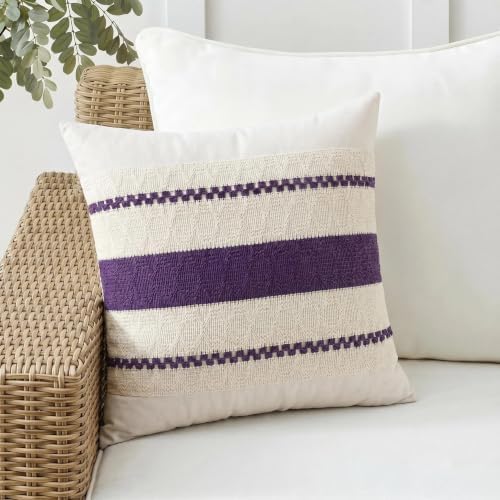 Fancy Homi Set of 2 Boho Purple Decorative Throw Pillow Cover 16x16 Inch - Image 7