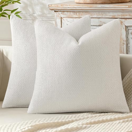 MIULEE Decorative Couch Throw Pillow Covers 20x20 in Pure White 2 Pack by MIULEE