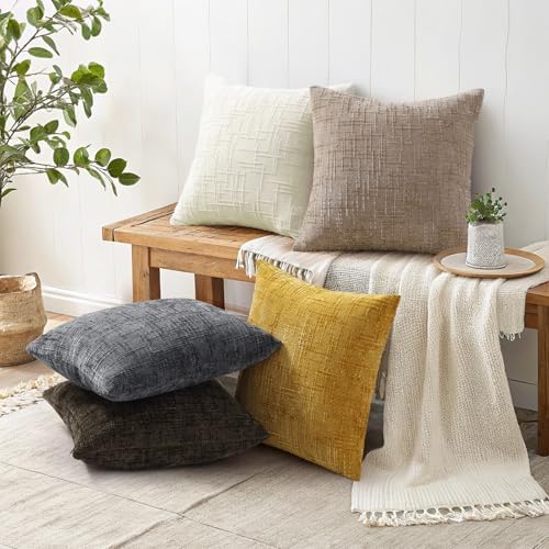 decorUhome Textured Chenille Throw Pillow Covers 20x20 Set of 2 Dark Grey - Image 6