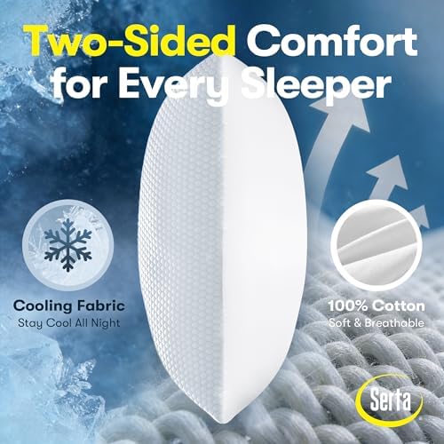 Serta Cooling Bed Pillows Queen Size Set of 2, Medium Soft - Image 3