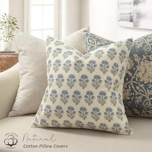 Farmhouse Floral Pillow Covers 22x22 Set of 2, Country Botanical Throw Pillow - Image 2
