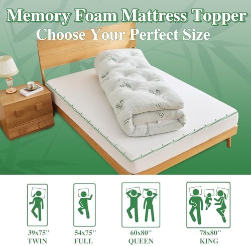 WhatsBedding 4 inch Bamboo Memory Foam Mattress Topper - Image 6