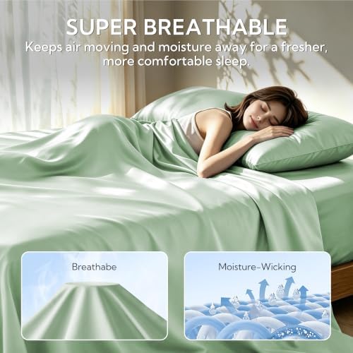 MR&HM Standard Pillowcase Set of 2, Soft & Breathable, Sage Green - Image 3