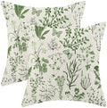 AEIOAE Summer Pillow Covers 18x18 Inch Set of 2, Olive Green Wild Flower Plant by AEIOAE