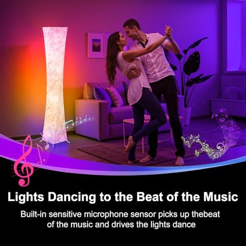 WORLD WIN 61'' RGB LED Corner Floor Lamp, Unique Hourglass Shade, Square - Image 5