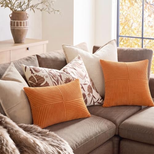 Fancy Homi 2 Packs Burnt Orange Big Decorative Throw Pillow Covers 24x24 Inch - Image 5