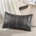 Fancy Homi Dark Gray Long Lumbar Faux Leather Decorative Throw Pillow Covers by Fancy+Homi